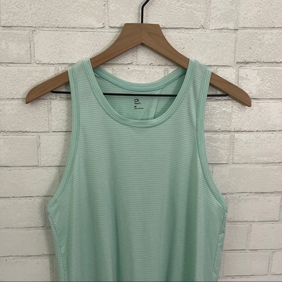 GAP FIT Mint Striped Open Back Tank Top - Picture 2 of 11